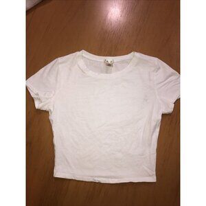 Bozzolo Women short sleeve crop top Crew neck white Sz Large